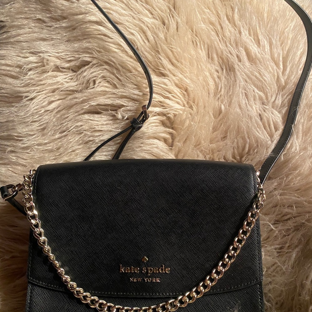 Kate Spade New York  Black Leather Crossbody with Chain Detail - Picture 2 of 8